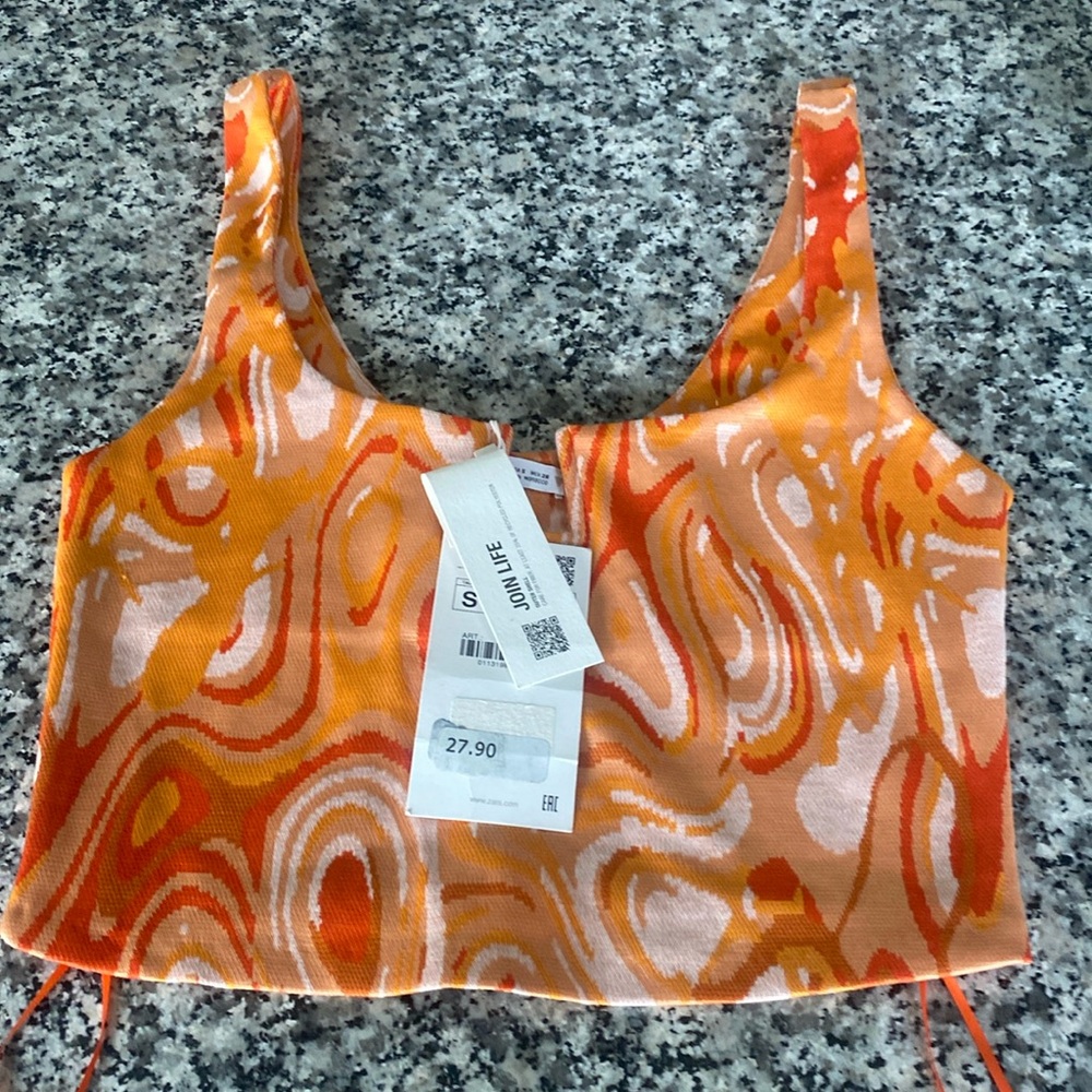 NWT ZARA patterned knit crop tank